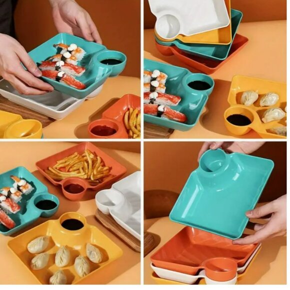 Chip and Dip Serving Set of 4 Divided Serving Platter/Tray - NWOT/NWT - Picture 2 of 2